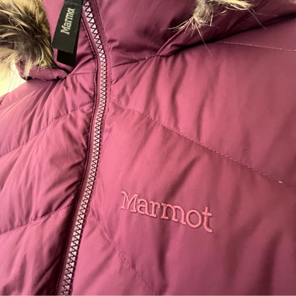 Marmot 700 Down Fill Fur Hooded Winter Coat Puffer Parka Long Girls XL/TG Warm - Picture 5 of 17